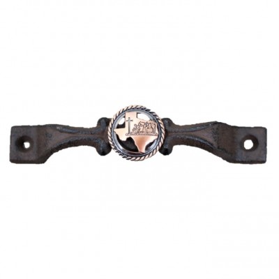 56150D - CAST IRON DRAWER PULL WITH COPPER TEXAS CONCHO